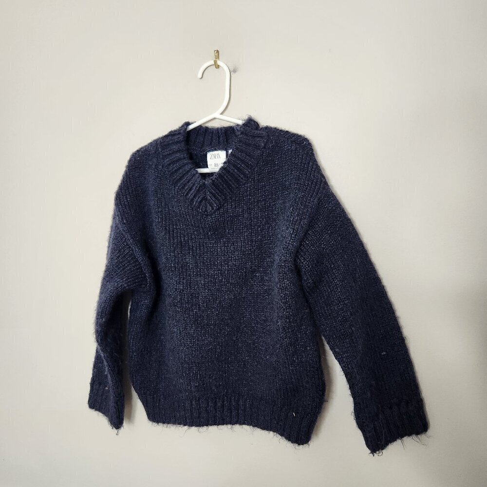 ZARA Navy Chunky Knit Sweater